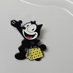 Felix the Cat Enamel Lapel Pin Black Metal Vintage Iconic Cartoon Character NWT